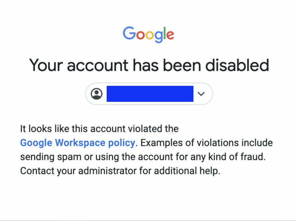 account blocked example